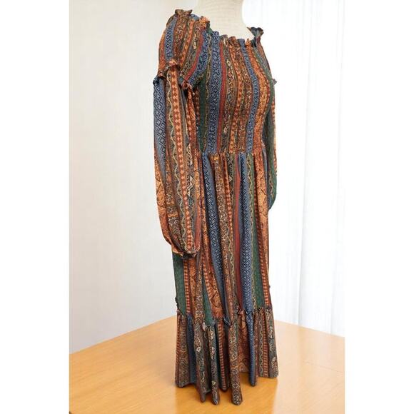 Flying Tomato Boho Cottagecore Long Sleeve Midi Dress – Smocked Waist – Size M - Picture 10 of 14